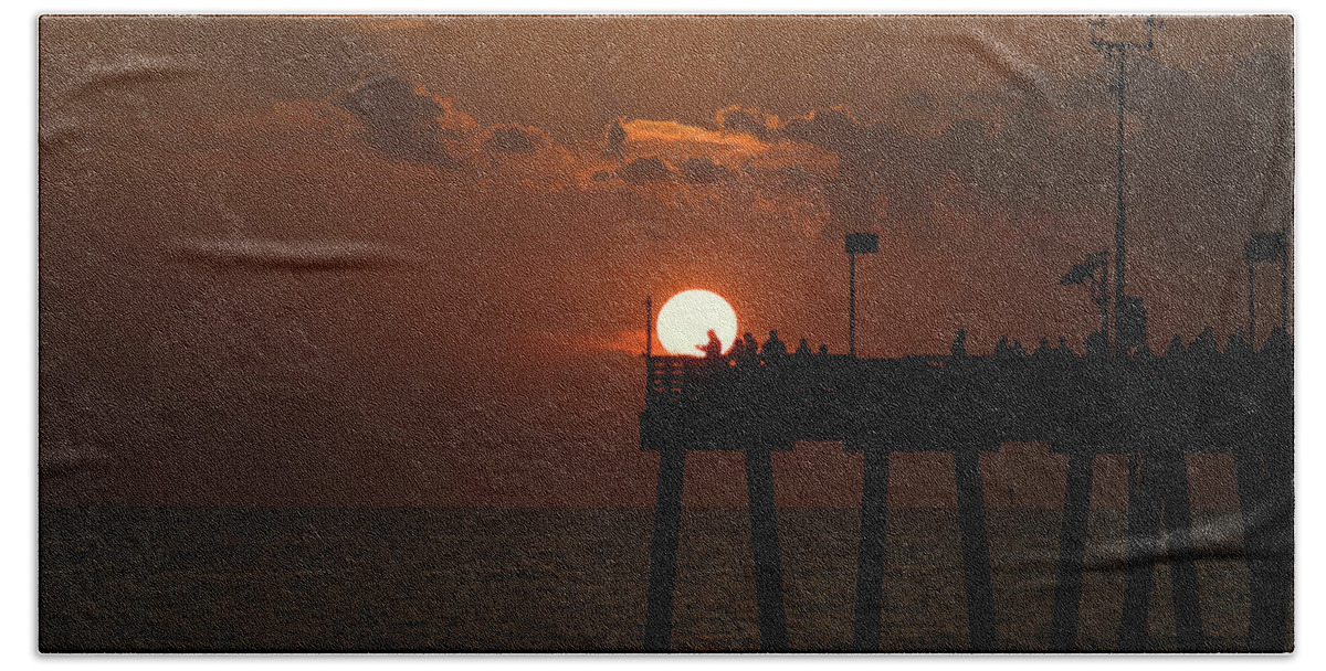 Florida Hand Towel featuring the photograph Sunset Pier 2 Venice Florida by Lawrence S Richardson Jr
