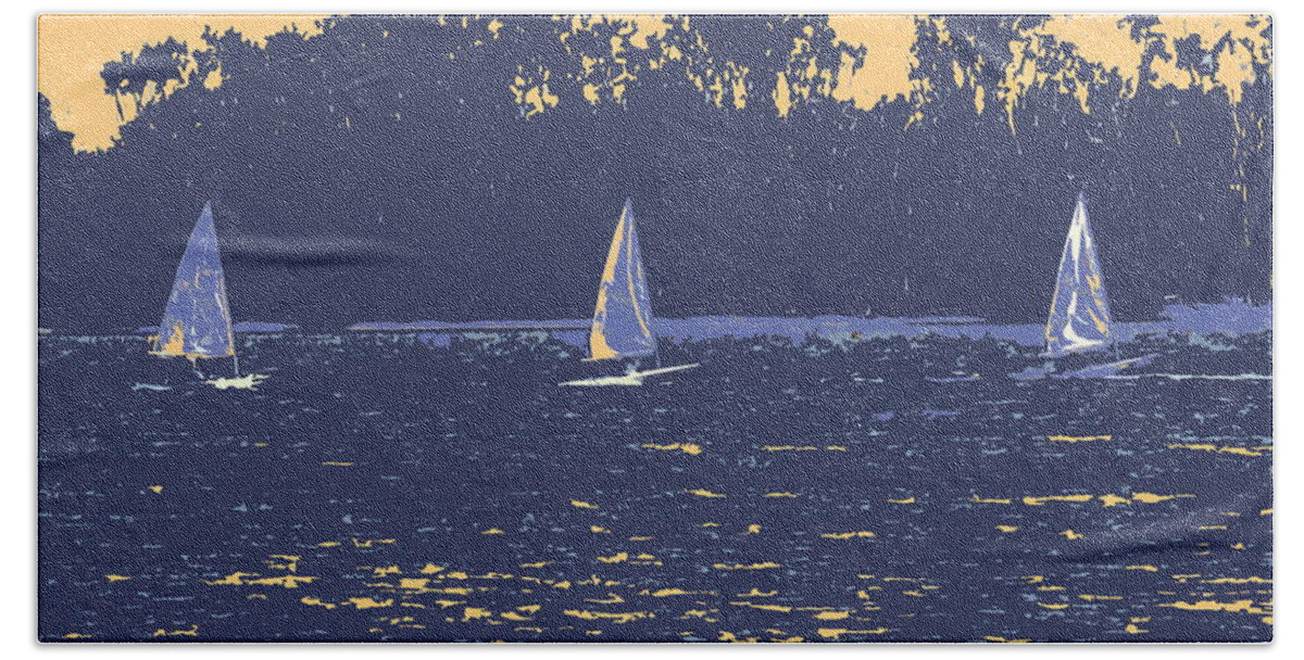 Sail Boat Bath Towel featuring the digital art Sunset Race by Ian MacDonald