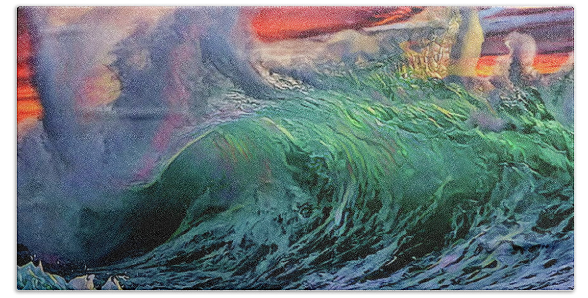 La Jolla Bath Towel featuring the photograph Sunset Splash at Windansea by Russ Harris