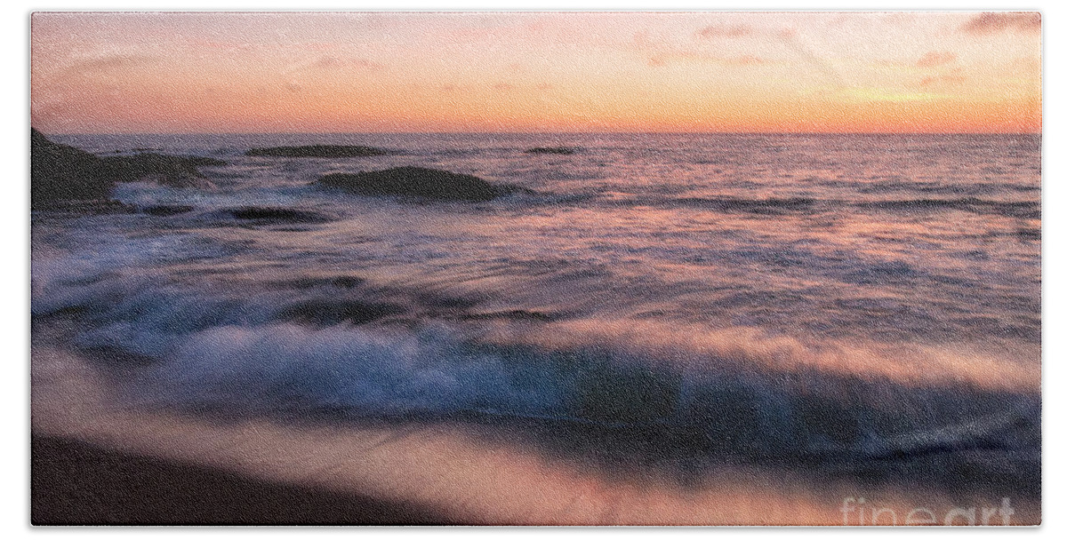 Beach Bath Towel featuring the photograph Sunset Surf by Brandon Bonafede