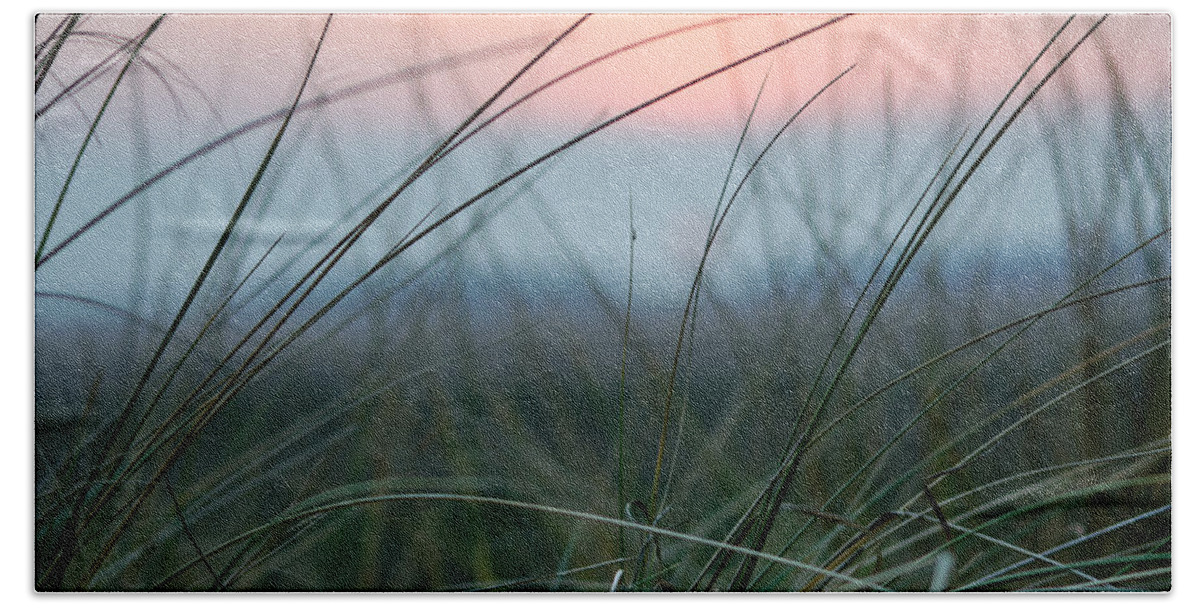 Sun Hand Towel featuring the photograph Sunset through the marsh grass by Spikey Mouse Photography