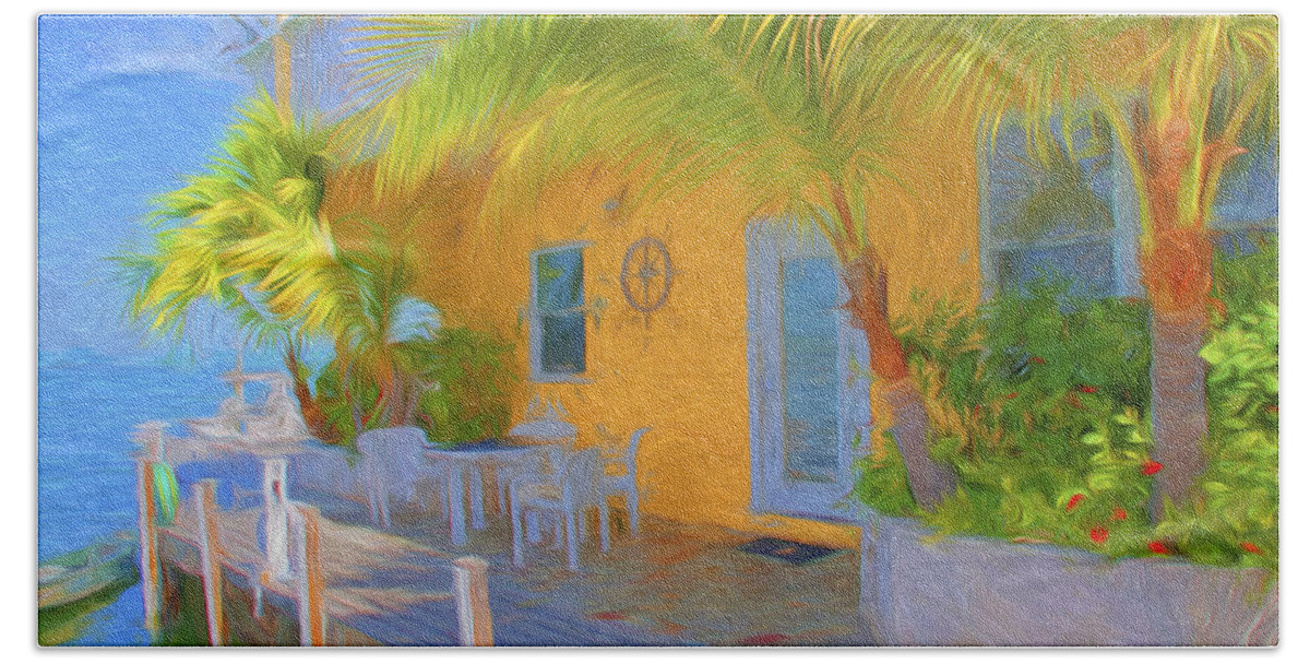 Conch Key Bath Towel featuring the photograph Sunset Villas Waterfront Apartment by Ginger Wakem