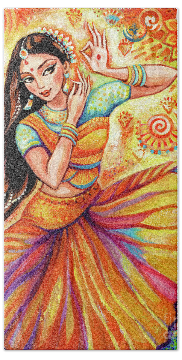 Beautiful Indian Woman Hand Towel featuring the painting Sunshine Dance by Eva Campbell