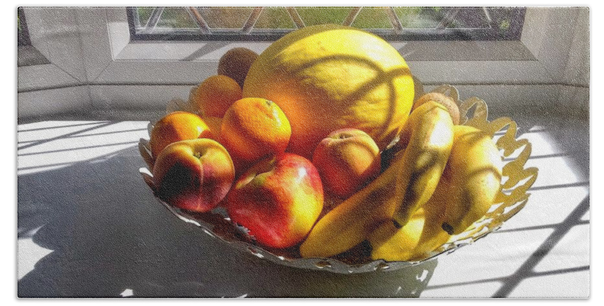 Butterflies Bath Towel featuring the photograph Sunshine Fruit Still Life by Joan-Violet Stretch
