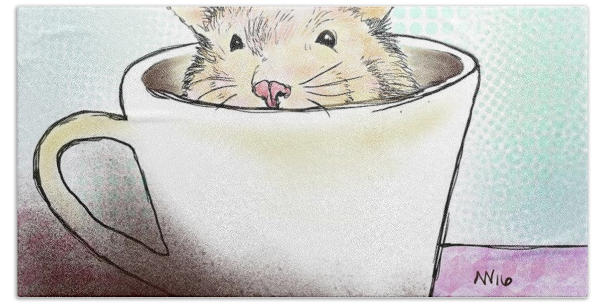 Hamster Bath Towel featuring the digital art Super Cute Hamster by AnneMarie Welsh