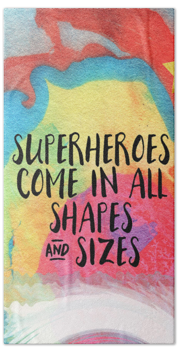Inspirational Hand Towel featuring the painting Superheroes- inspirational art by Linda Woods by Linda Woods
