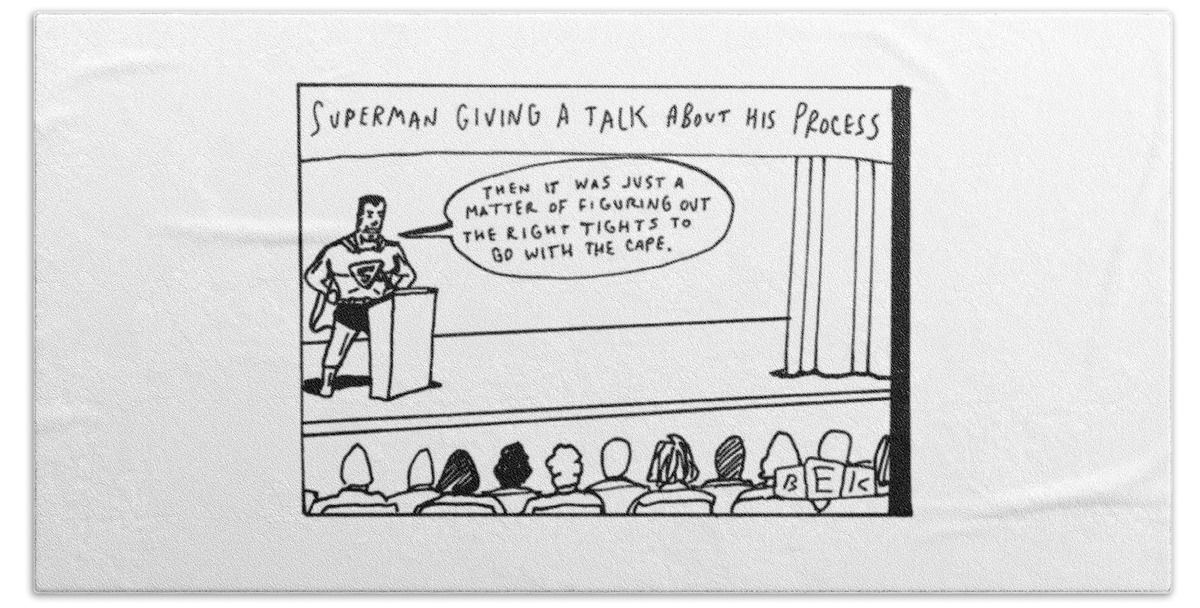 Superman Giving A Talk About His Process Bath Sheet