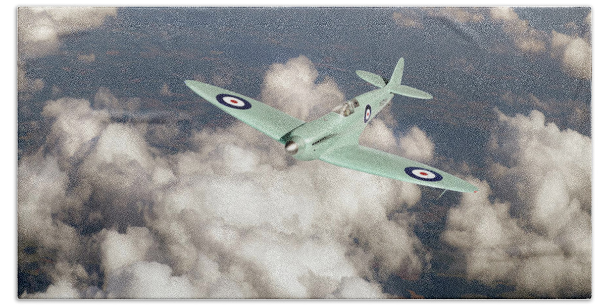 K5054 Hand Towel featuring the photograph Supermarine Spitfire prototype K5054 by Gary Eason