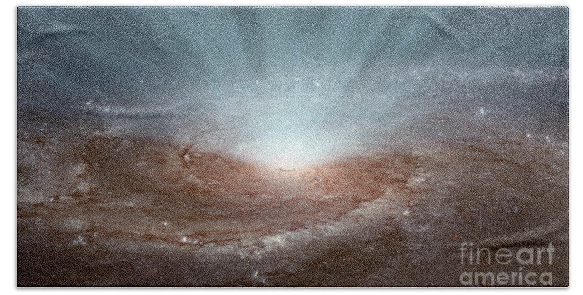 Galaxy Bath Towel featuring the photograph Supermassive Black Hole by Science Source