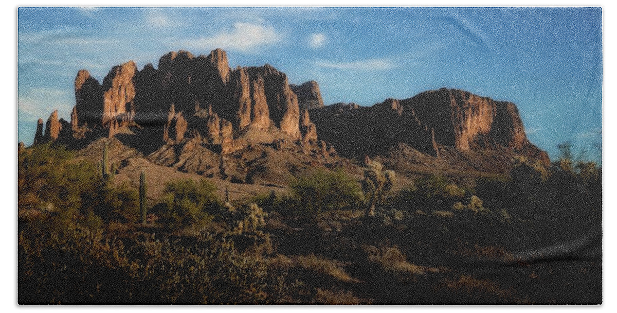 Mountain Hand Towel featuring the photograph Superstition Afternoon by Hans Brakob