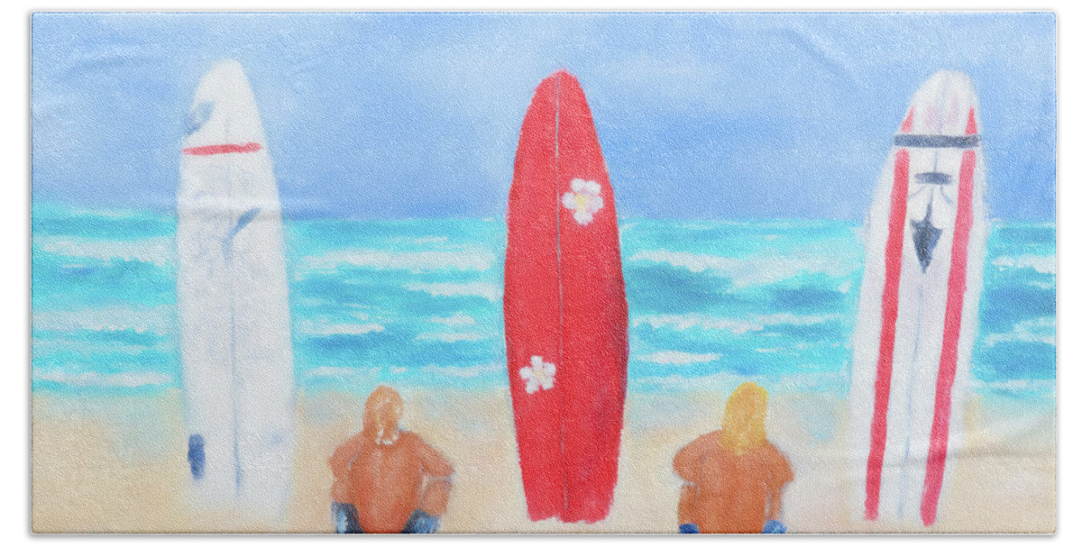 Active Bath Towel featuring the painting Surfs Up by Laura Richards