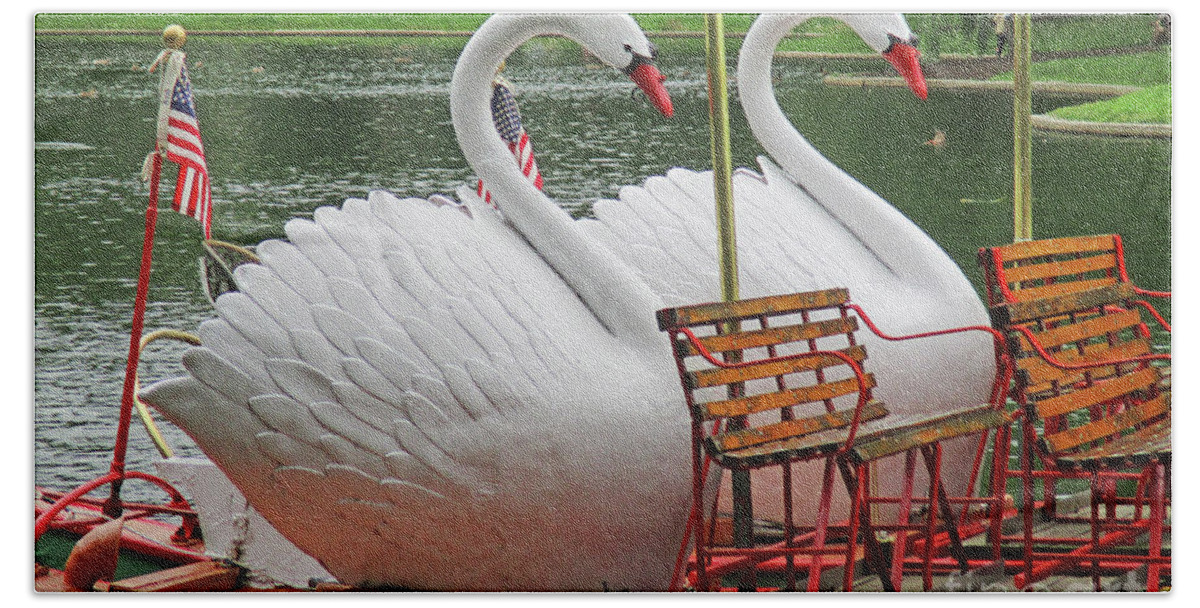 Boston Bath Towel featuring the photograph Swan Boat Boston Common by Randall Weidner