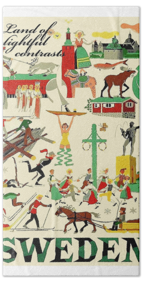 Sweden Hand Towel featuring the painting Sweden, Land of Delightful Contrasts by Long Shot