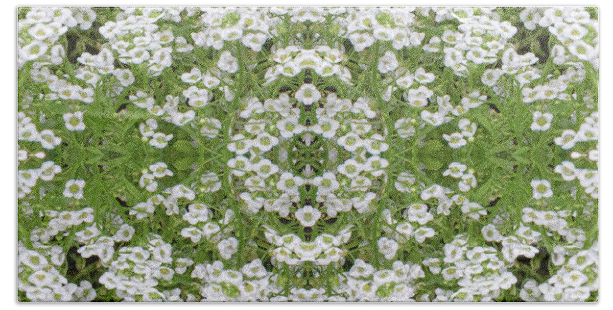 Flower Bath Towel featuring the digital art Sweet Alyssum Abstract by Linda Phelps