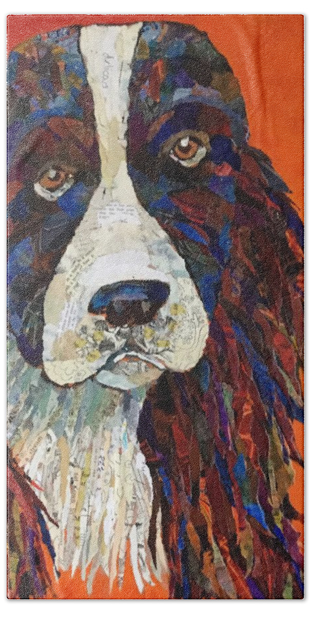 Dog Bath Towel featuring the painting Sweet and Salty Springer by Phiddy Webb