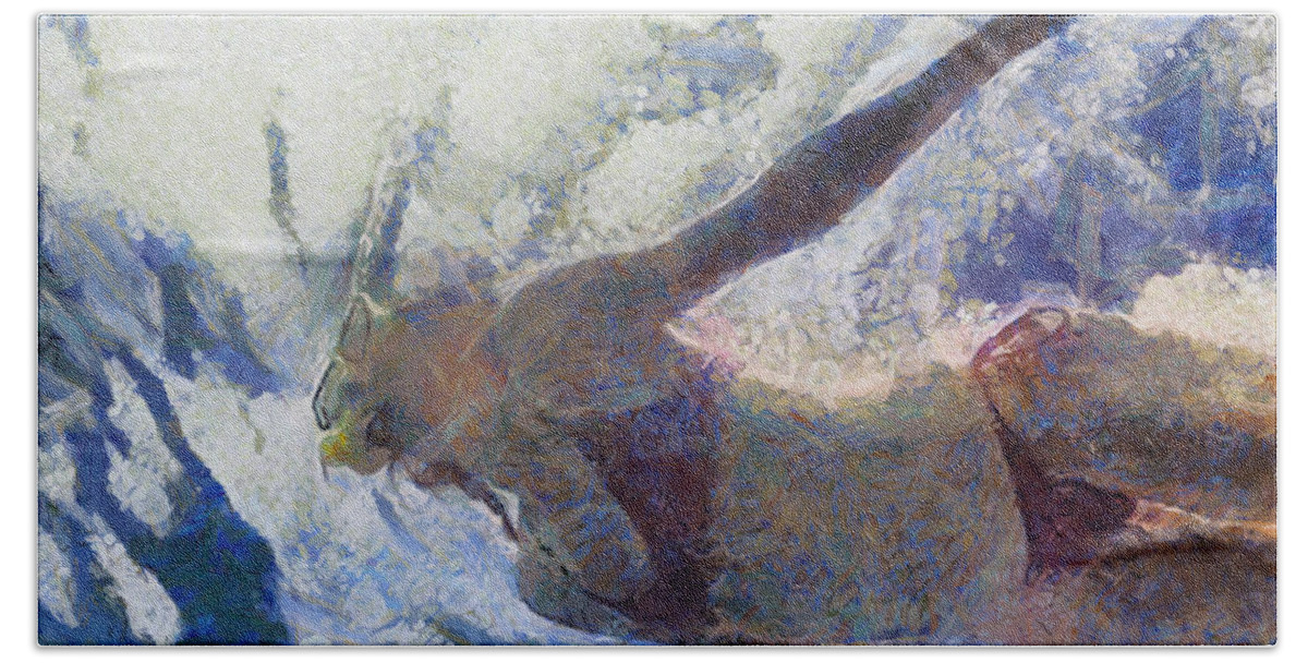 Dive Bath Towel featuring the digital art Swim and Dive I by Humphrey Isselt