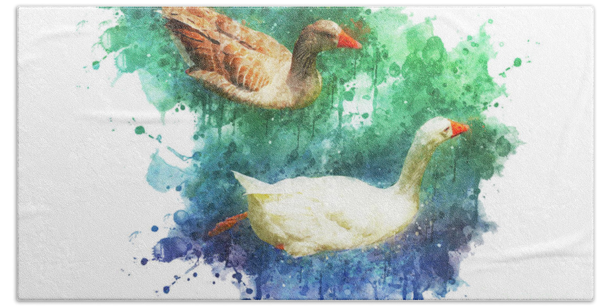 Watercolor Bath Towel featuring the digital art Swimming Through Life by Mary Machare