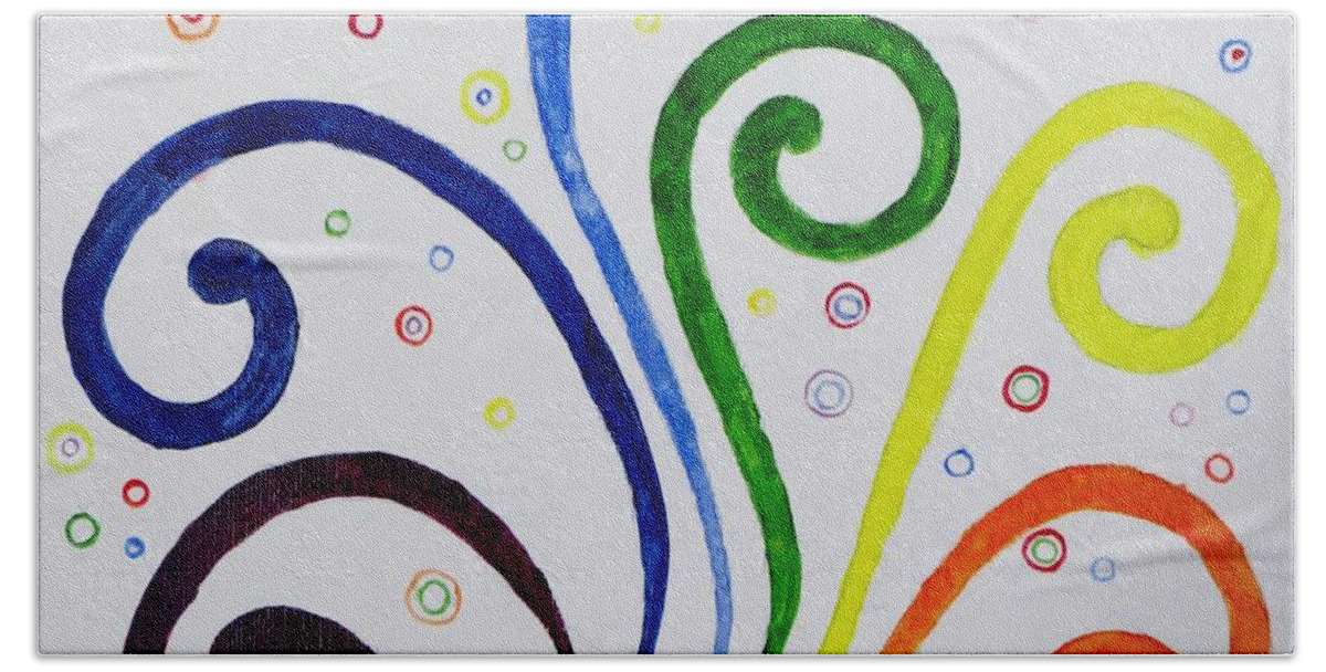 Vibgyor Combinations Hand Towel featuring the painting Swirls by Sonali Gangane