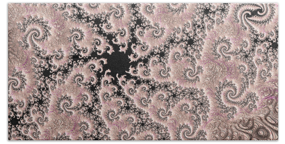 Digital Art Hand Towel featuring the digital art Swirly Pink Fractal 2 by Bonnie Bruno