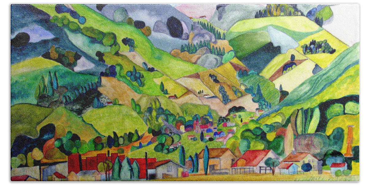 Landscape Hand Towel featuring the painting Switzerland by Patricia Arroyo