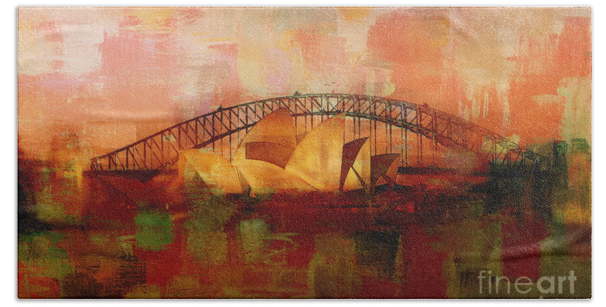 Sydney Hand Towel featuring the painting Sydney Opera House 09 by Gull G