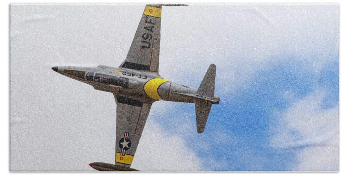 Aviation Bath Towel featuring the photograph T-33 Shooting Star by Rick Pisio