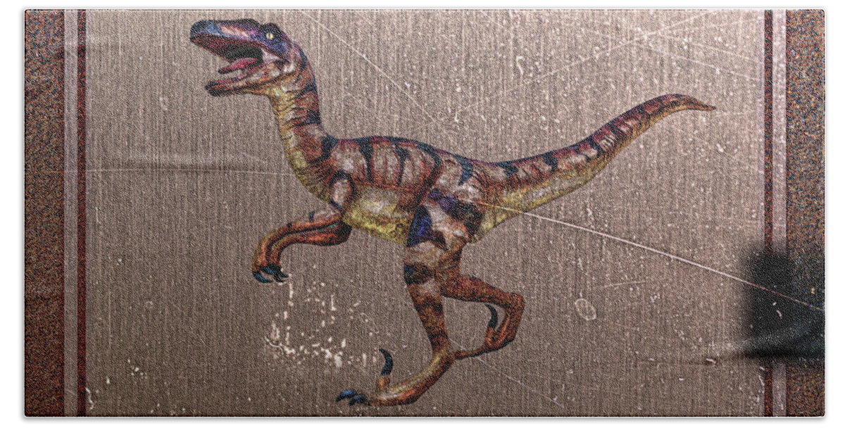 Drawing Bath Towel featuring the digital art T. Rex by Lena Owens - OLena Art Vibrant Palette Knife and Graphic Design