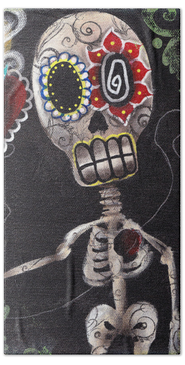 Day Of The Dead Hand Towel featuring the painting Take my Heart by Abril Andrade