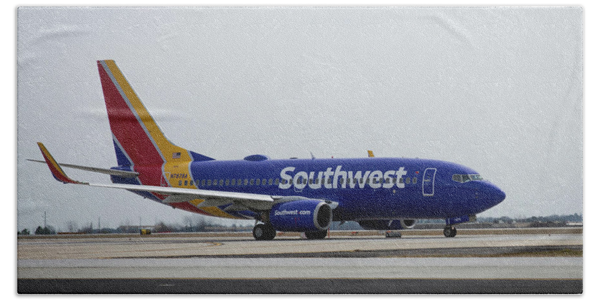 Reid Callaway Color Perfect Hand Towel featuring the photograph Take Off Southwest Airlines N7878A Hartsfield-Jackson Atlanta International Airport Art by Reid Callaway