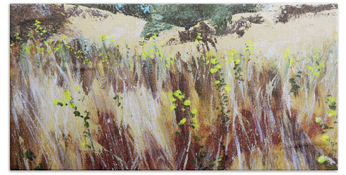 Grass Hand Towel featuring the painting Tall Grass. Late Summer by Masha Batkova