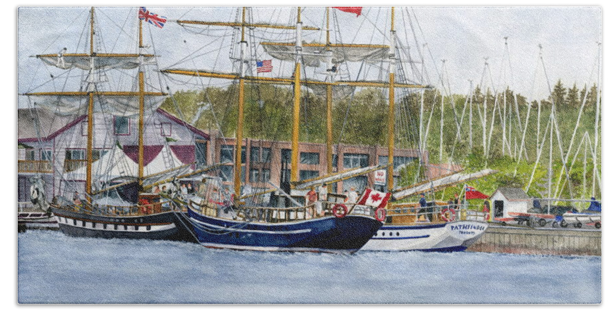 Niagara Hand Towel featuring the painting Tall Ships Festival by Melly Terpening