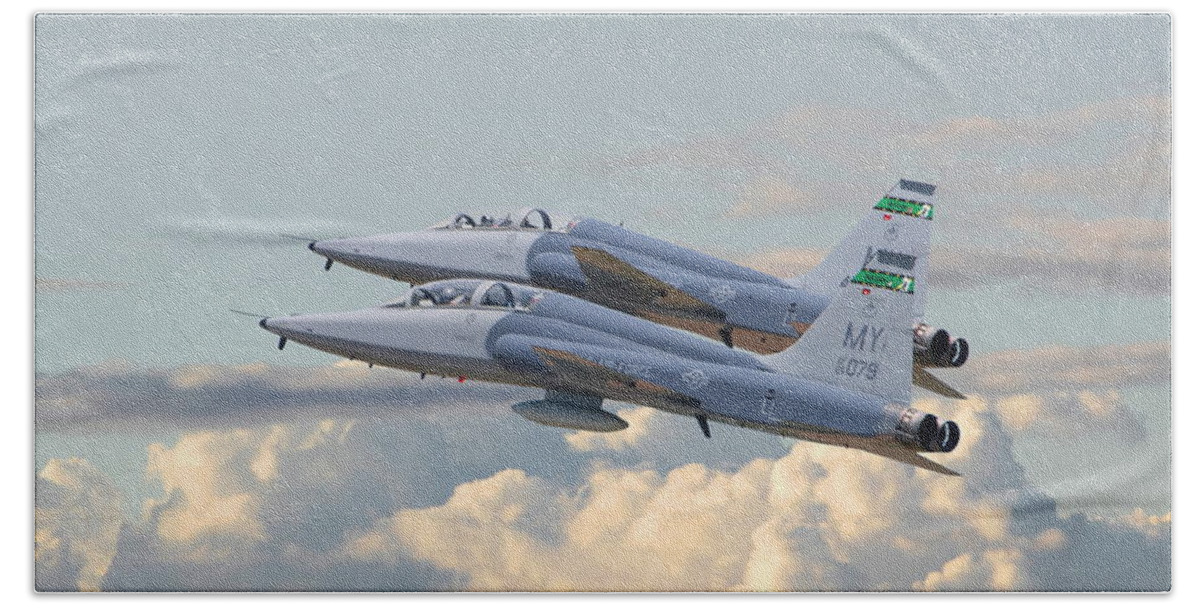Aircraft Bath Towel featuring the photograph Talon T38 - Supersonic Trainer by Pat Speirs