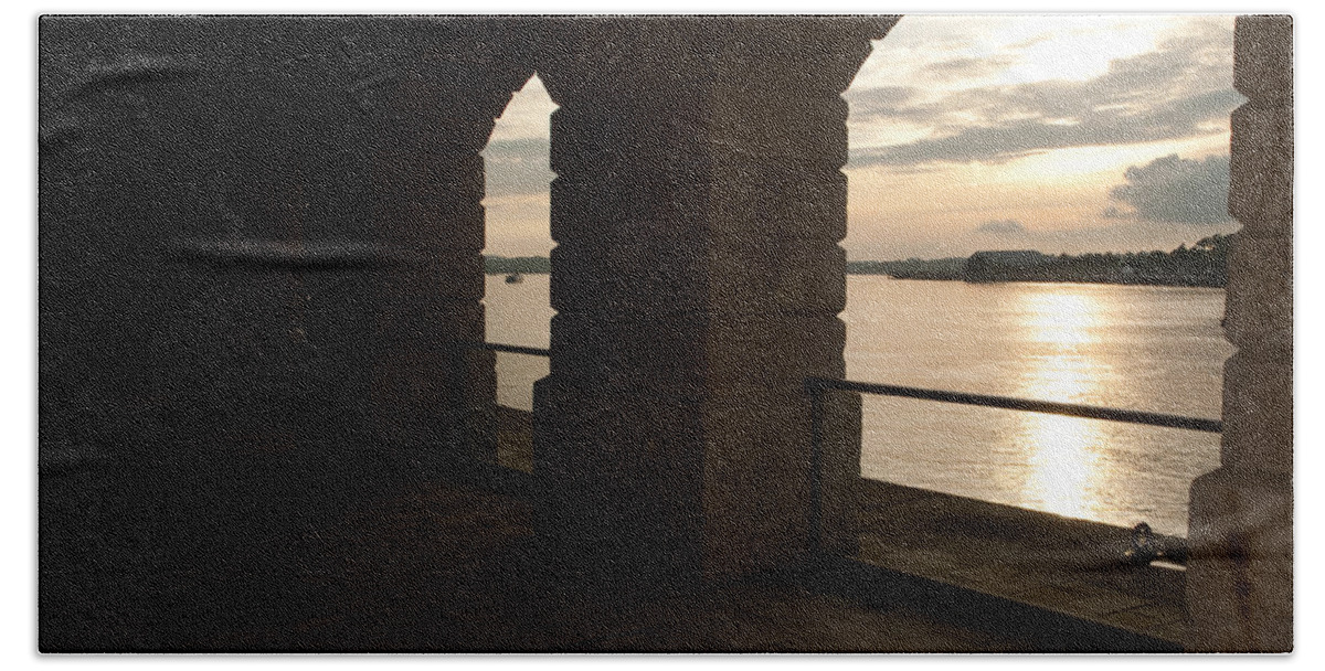 Royal William Yard Hand Towel featuring the photograph Tamar Estuary Sunset by Helen Jackson