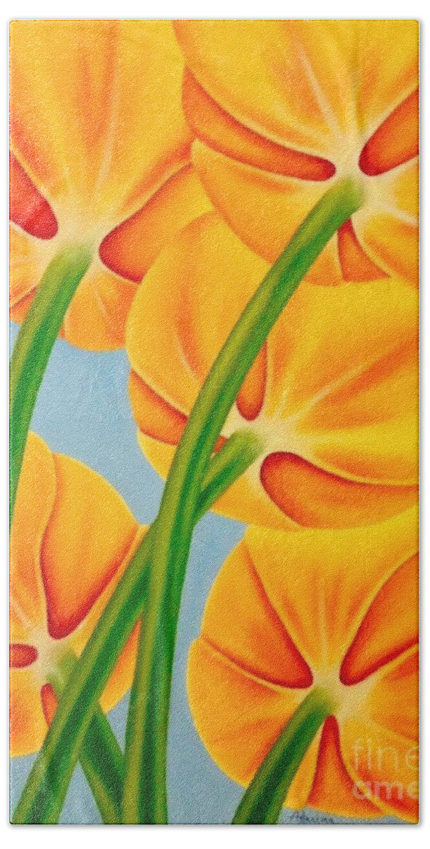 Tulips Hand Towel featuring the painting Tangerine by Natalia Astankina
