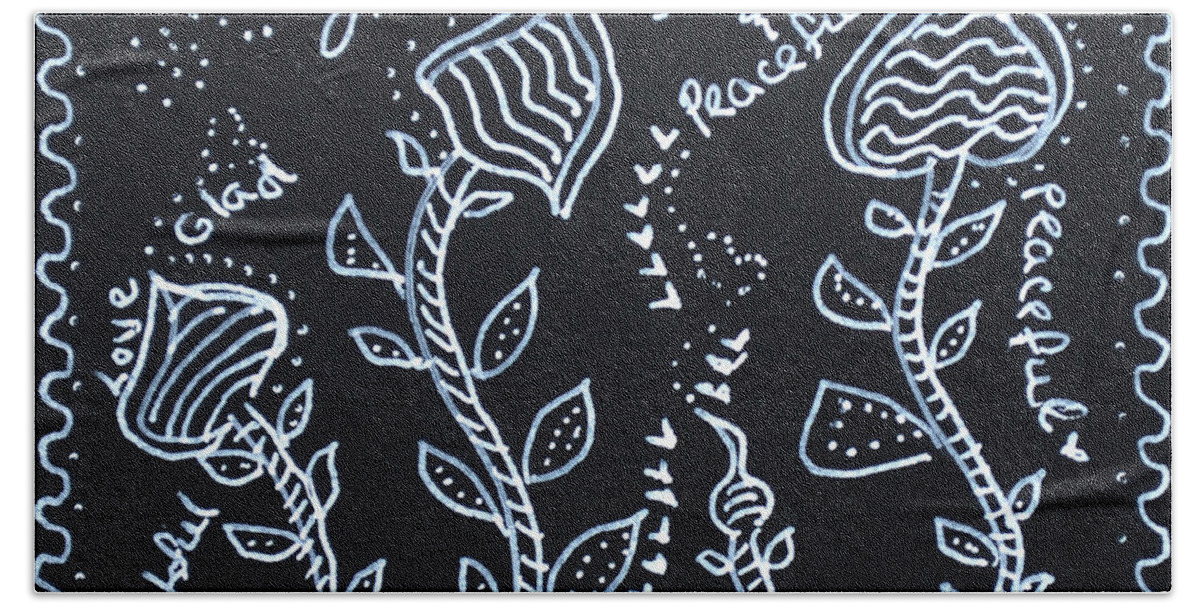 Caregiver Hand Towel featuring the drawing Tangle Flowers by Carole Brecht
