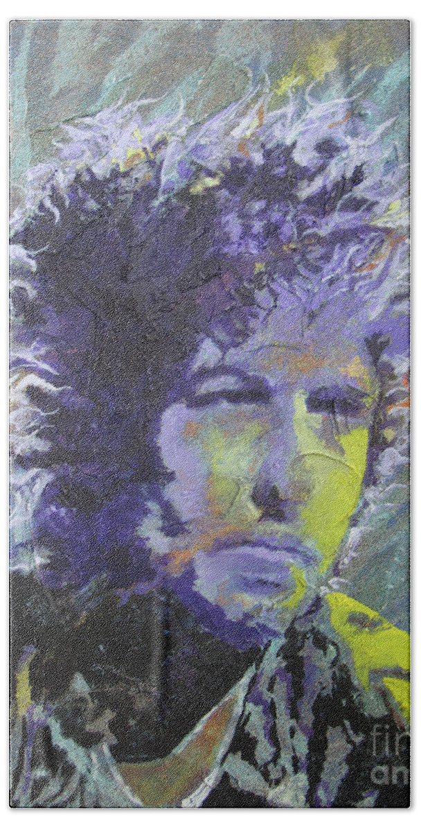 Bob Dylan Bath Towel featuring the painting Tangled Up by Stuart Engel