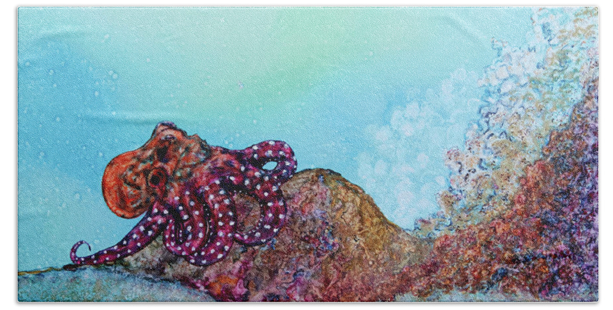Octopus Bath Towel featuring the painting Tar Gel Octo Too by Patricia Beebe