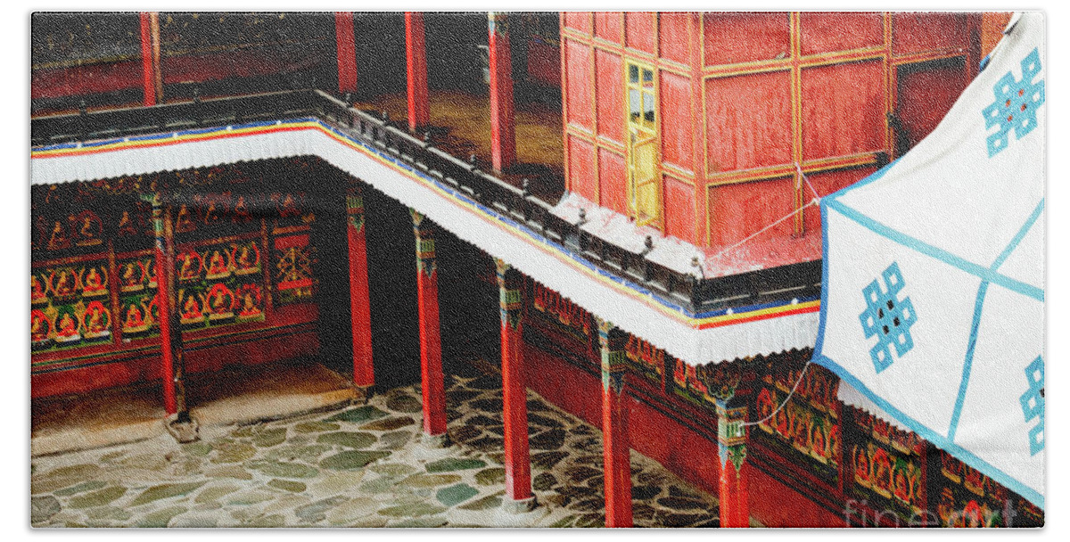 Tibet Bath Towel featuring the photograph Tashilhunpo Monastery Shigatse Tibet Artmif.lv by Raimond Klavins