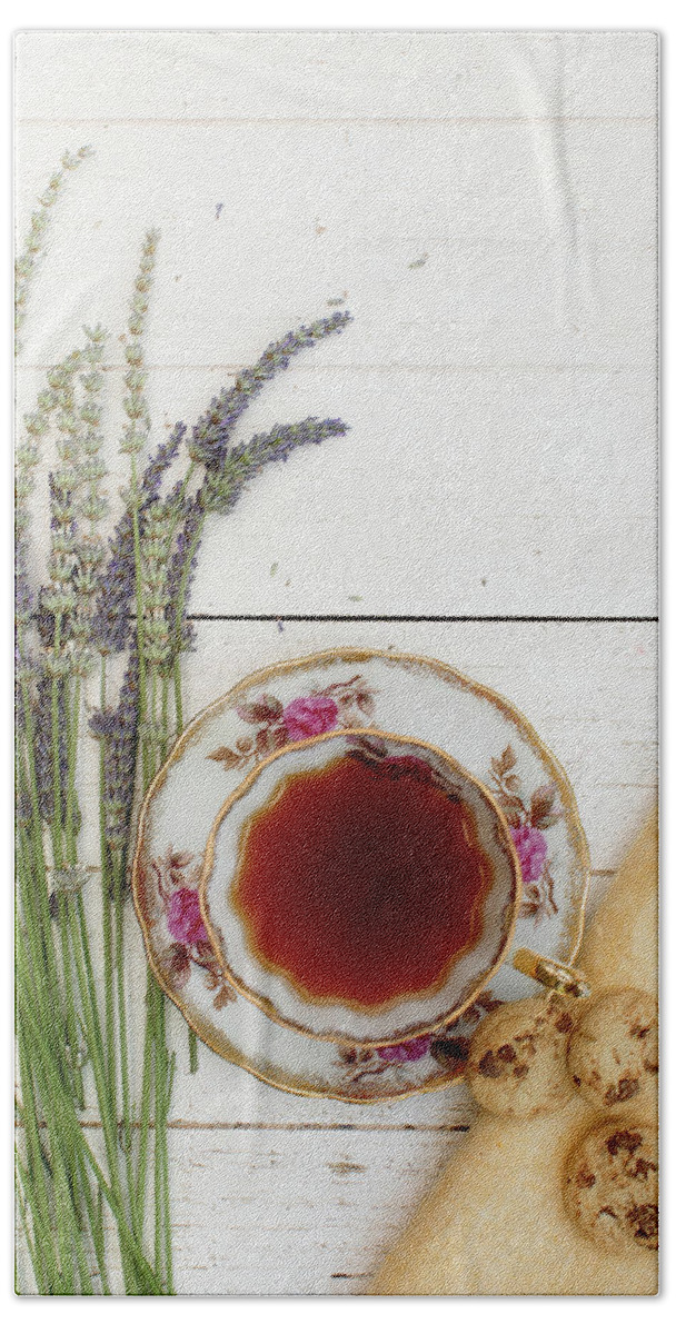 Tea Hand Towel featuring the photograph Tea and Cookies Still Life by Rebecca Cozart