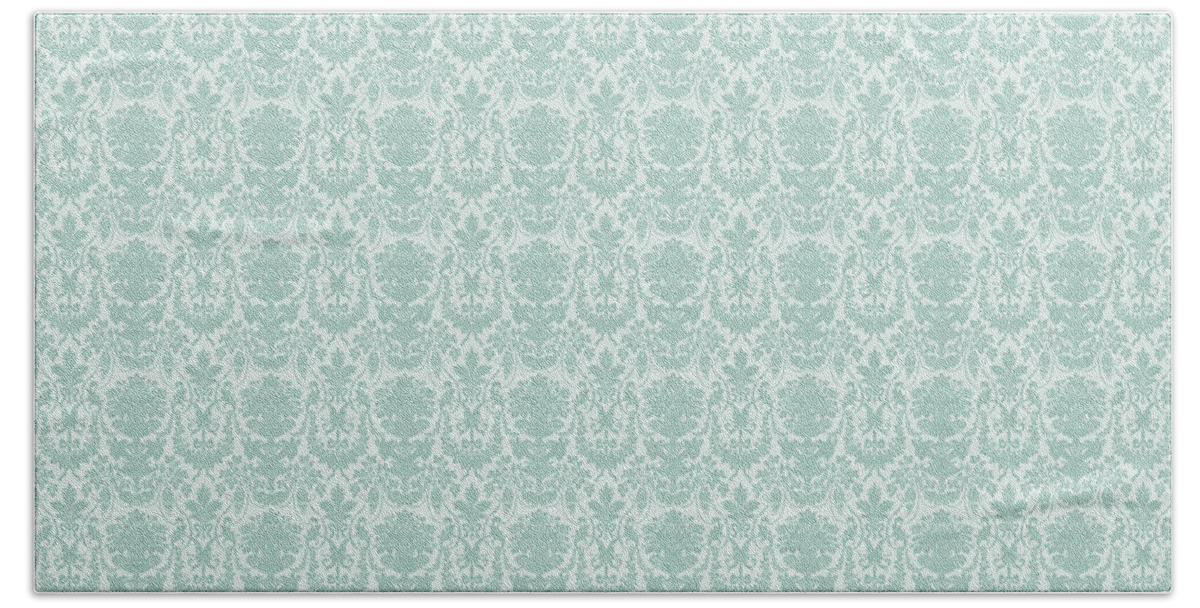Teal Hand Towel featuring the digital art Teal Damask Pattern by Anne Kitzman