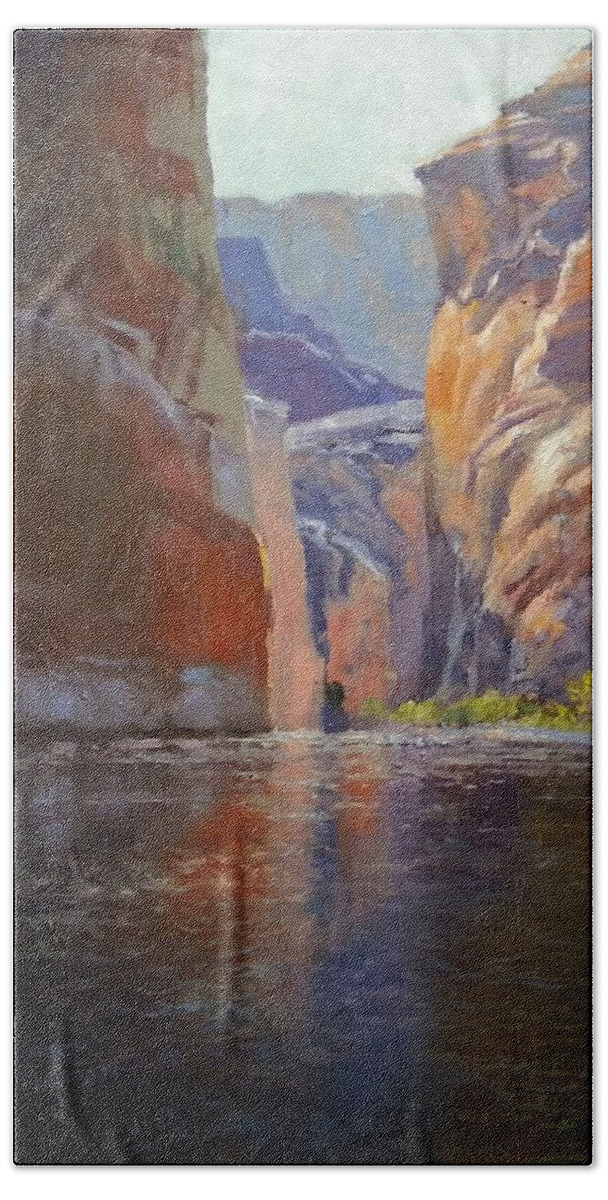  Hand Towel featuring the painting Teapot Point Colorado River by Jessica Anne Thomas