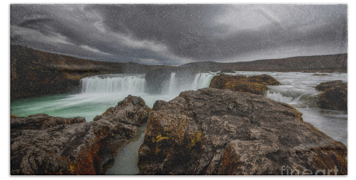 Godafoss Bath Towel featuring the photograph Tears From The Gods by Michael Ver Sprill