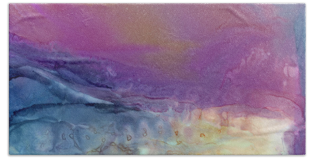 Alcohol Ink Bath Towel featuring the painting Temperamental Twilight by Eli Tynan