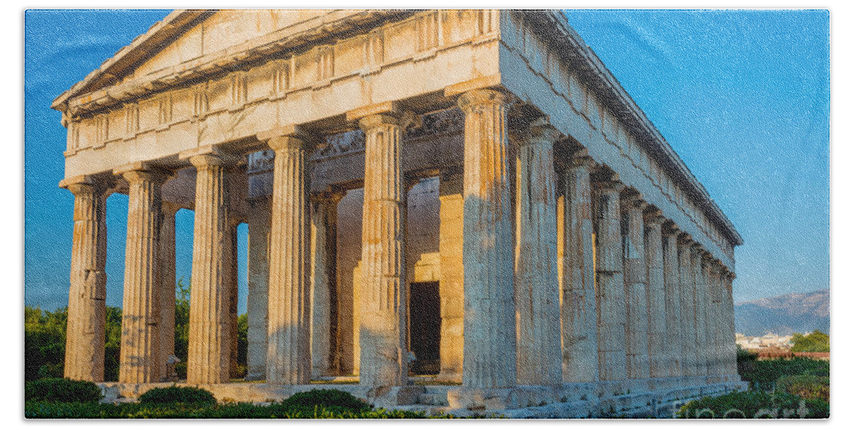 Acropolis Hand Towel featuring the photograph Temple of Hephaestus by Inge Johnsson