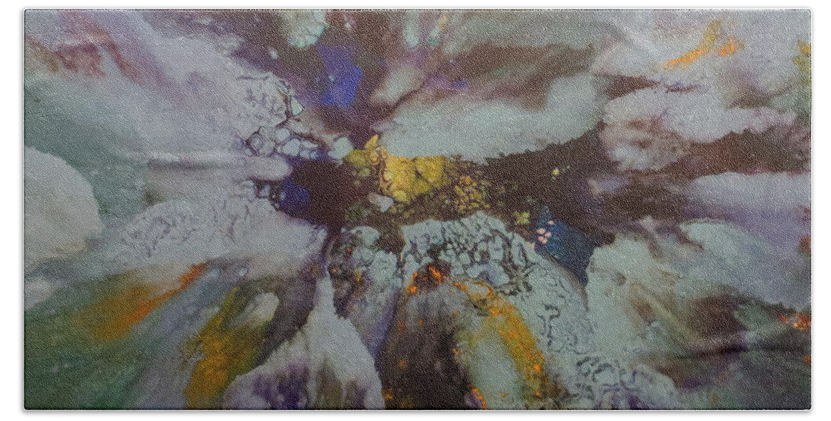 Abstract Bath Towel featuring the painting Tenacity by Soraya Silvestri