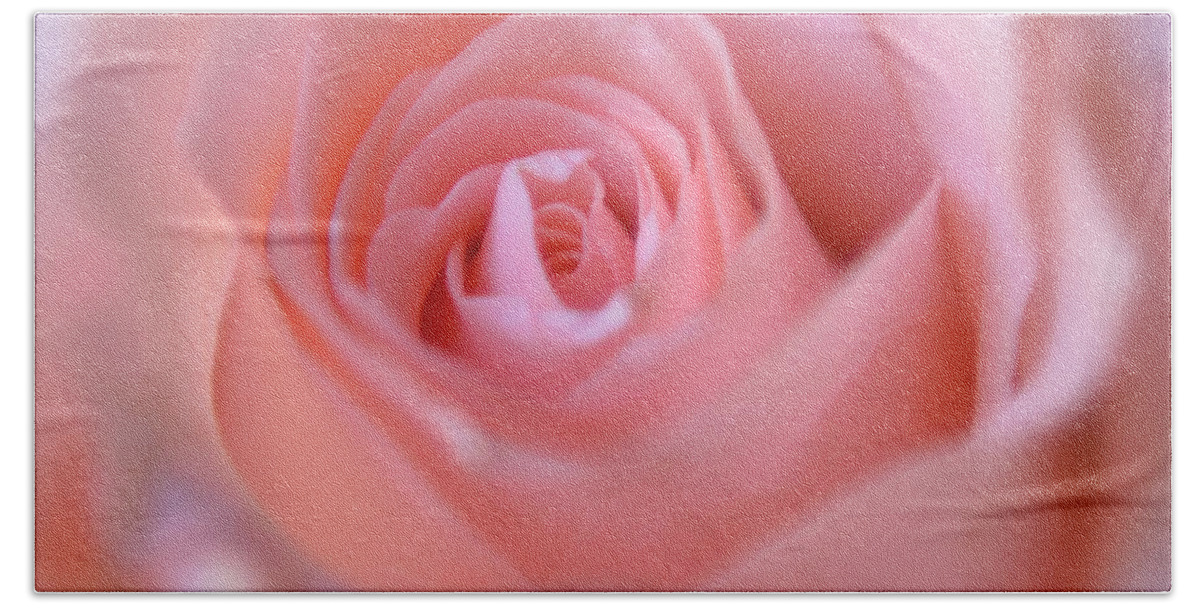 Pink Rose Bath Towel featuring the photograph Tenderness of Pink Rose by Olga Hamilton