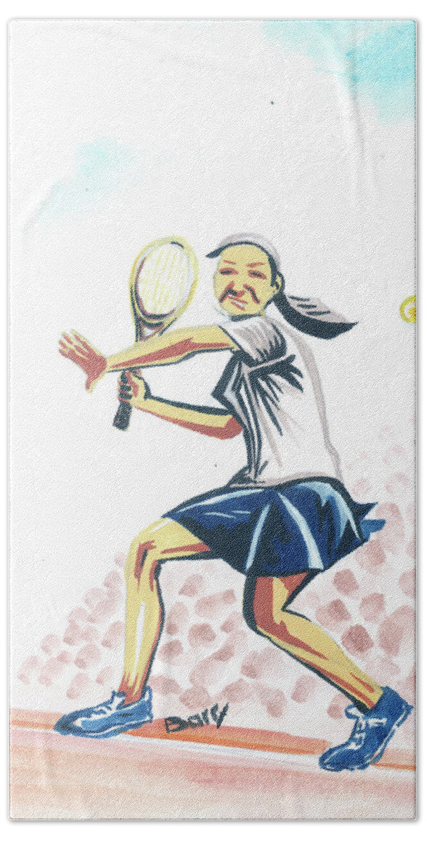Sports Bath Towel featuring the painting Tennis 04 by Emmanuel Baliyanga