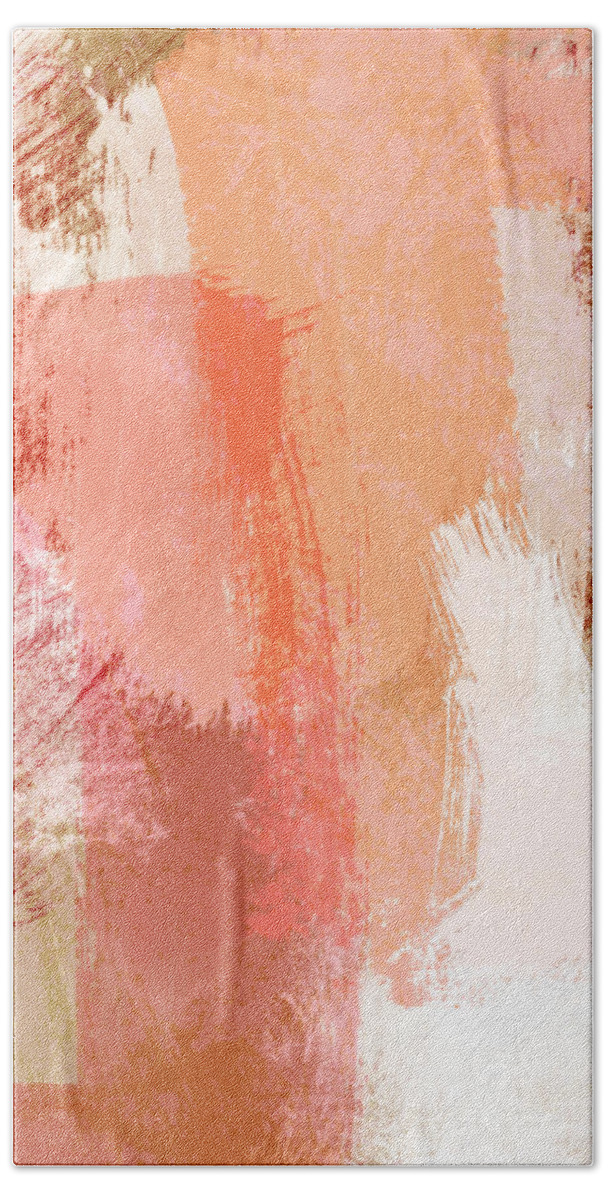 Abstract Hand Towel featuring the mixed media Terracotta Abstract- Art by Linda Woods by Linda Woods
