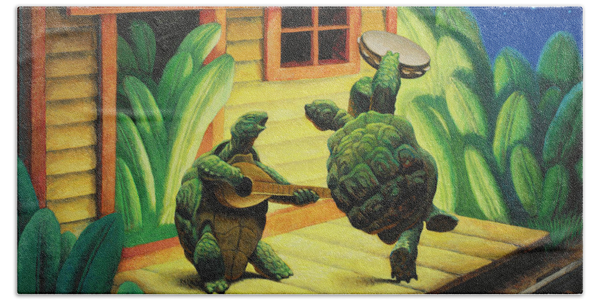 Terrapin Hand Towel featuring the painting Terrapin Station by Chris Miles