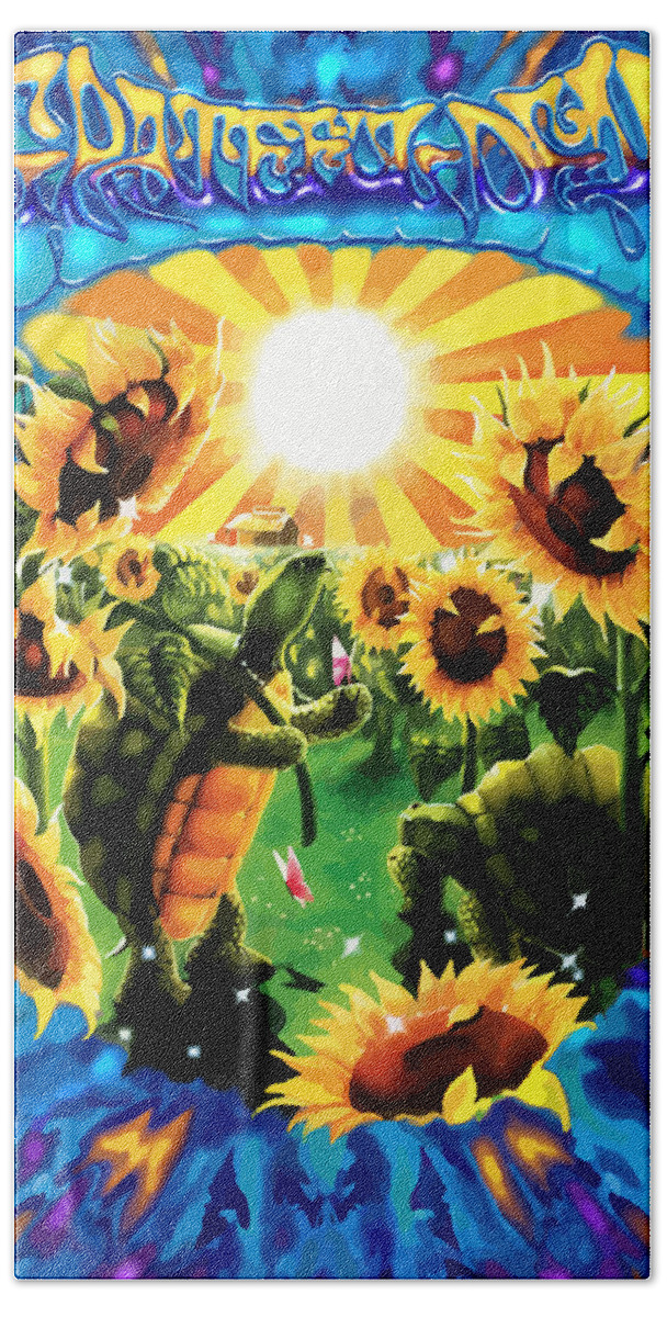 Grateful Dead Bath Sheet featuring the digital art Terrapin Sun Flowers by The Turtle